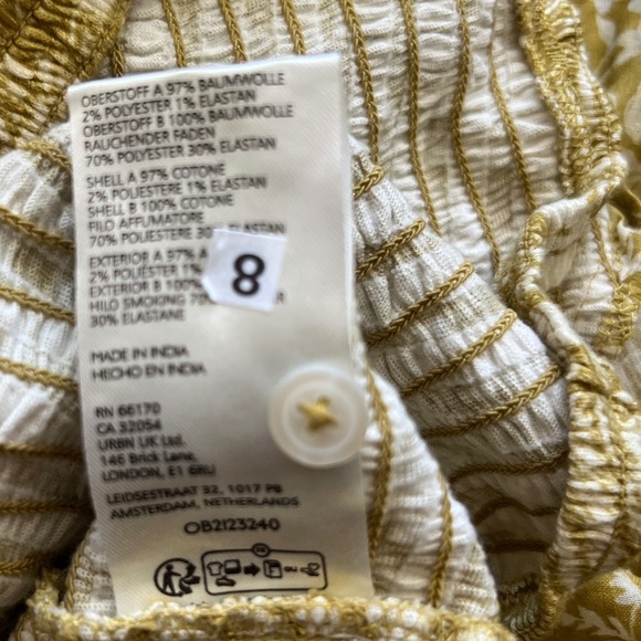 By Anthropologie Seersucker Smocked Puff-Sleeve Crop Top Chartreuse Size M NWT - Picture 11 of 11